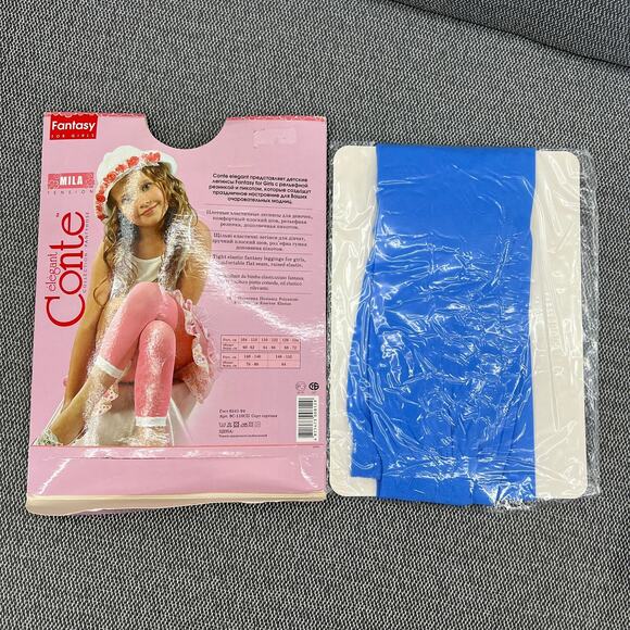 Conte LORI Tight Elastic Fantasy Leggings For Girls Blue White 3-5 y/o 3.4'-3.7' - Picture 6 of 6